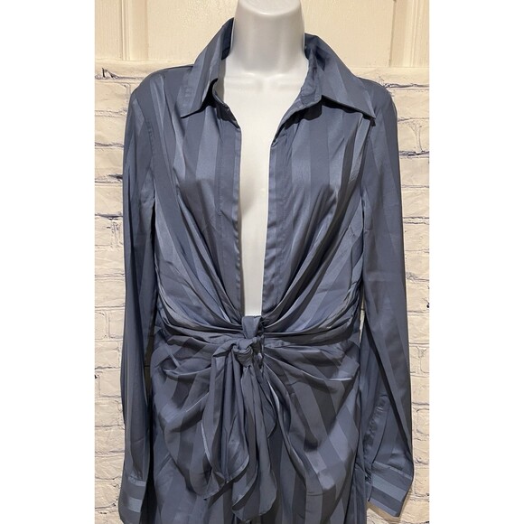 NWT Choosy Lafayette Womens Blue Striped Sexy Pant Jumpsuit With Pockets Size 6 - Picture 3 of 11